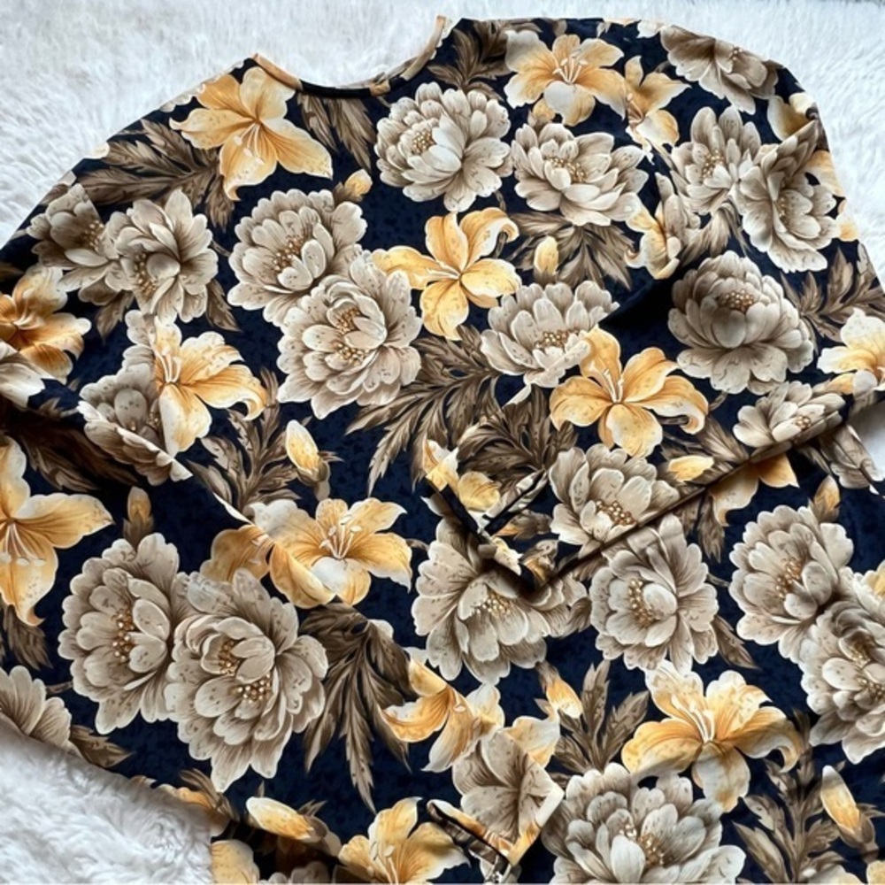 Evan Picone Vintage Floral Long Sleeve Blouse